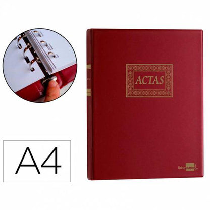 Libro liderpapel din a4 actas 30 anillas con 100 hojas movibles foliadas - AT02